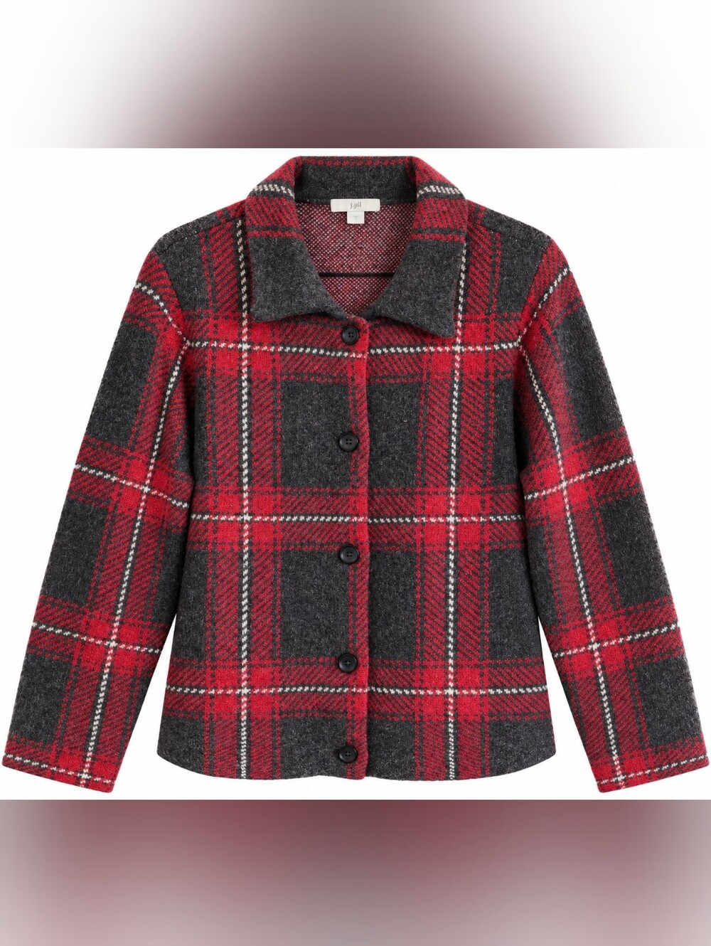 J. Jill Plaid Button-Front Jacket Shirt Jacket - Sz M